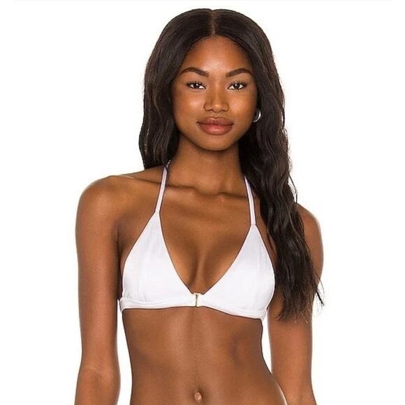 JOUES DE SABLE Taylor Bikini Top Size Medium NWT Stone White Gold Swim Luxury - Picture 1 of 12